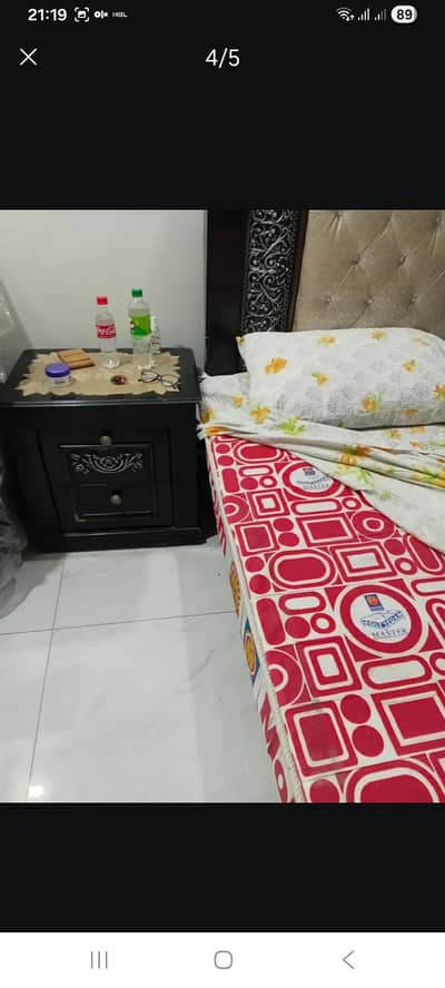 bed with matress sude table and dressing table