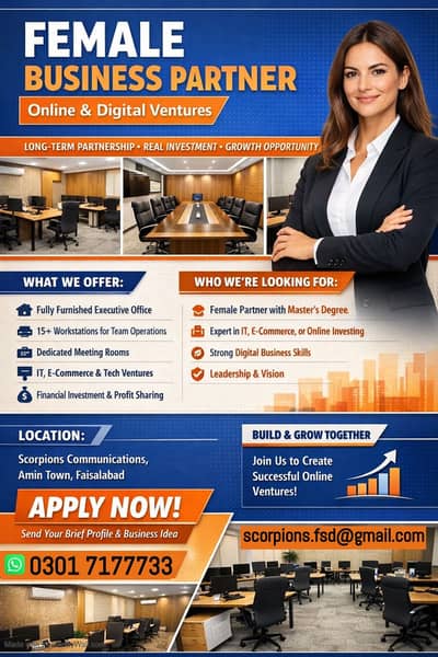 Looking for a Female Business Partnr (Read Full Description Properly)