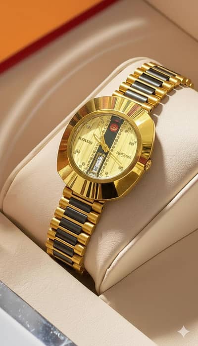 Rado Golde-plated men's Watch | Day And Date | Elegant Design