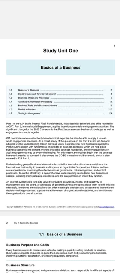 CIA (Certified Internal Auditor) Gleim Part 1, Part 2 and Part 3