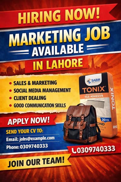 Marketing Executive / Sales Officer Job in Lahore –