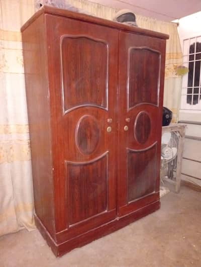 Solid Wooden Double Door Almirah for Sale – Spacious & Durable