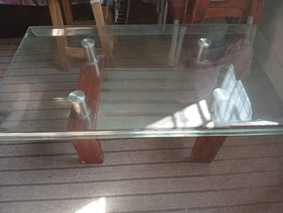 Glass Top Center Table for Sale – Minor Defect, Strong & Stylish
