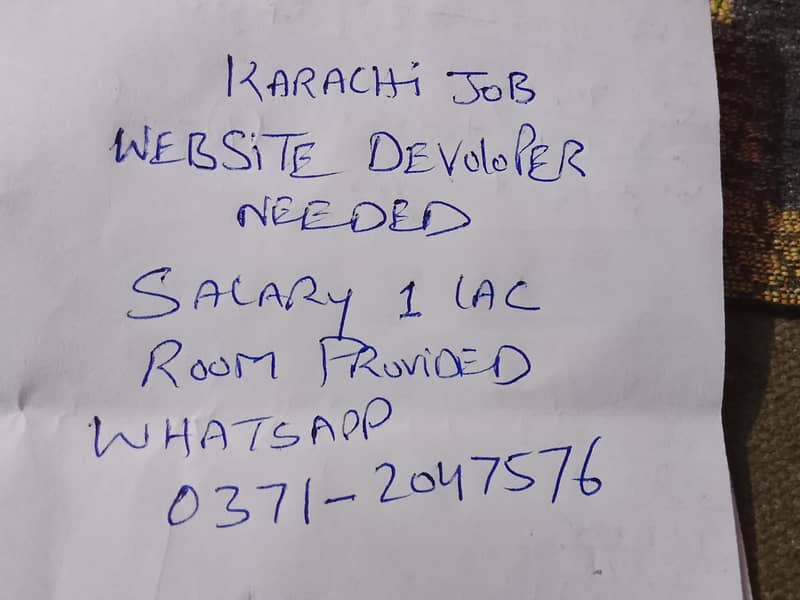 Karachi mein web developer needed 1