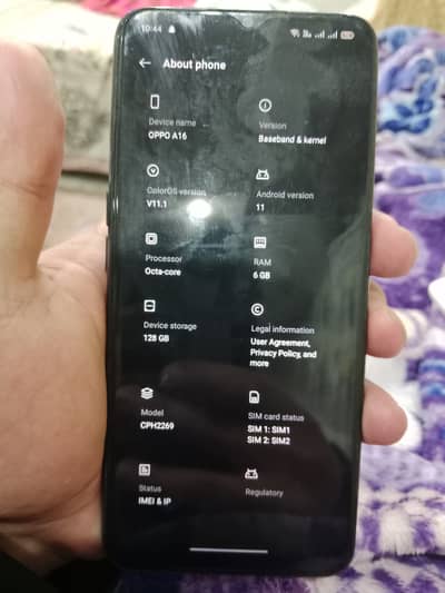 Oppo A16 6GB Ram 128 GB Storage,