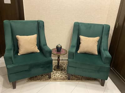 Green Velvet Sofa Chairs– Excellent Condition