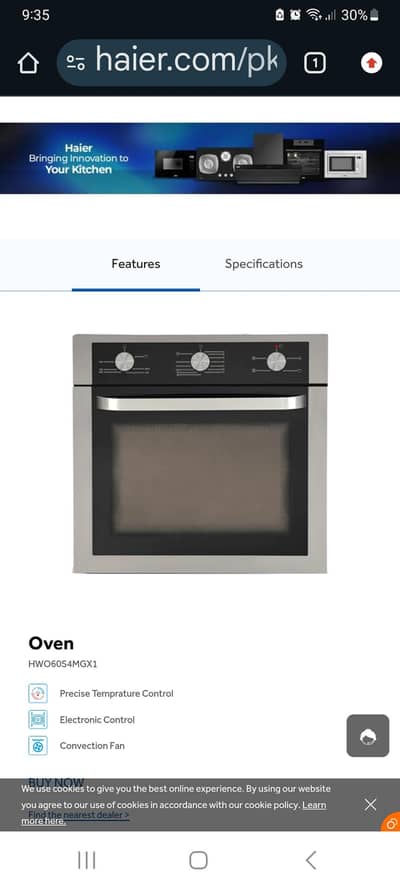 Haier OVEN Electric and gass built-in oven 56litters