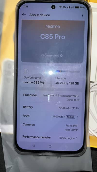 Realme C85 Pro – 8GB RAM / 128GB Storage (Parrot Purple) – Box Opened