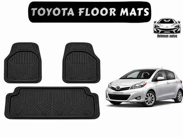 Toyota Vitz 2011–2017 Custom Fit Floor Mats | Black Rubber Coated | Waterproof & Anti-Slip