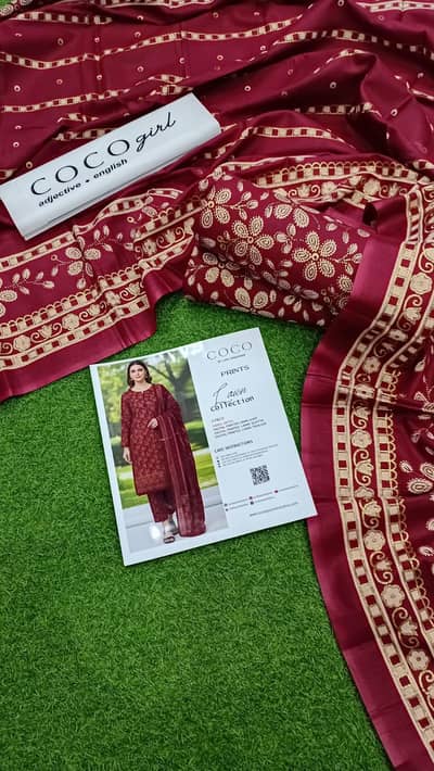 glitter all over printed embroidery suit whatdp03303532914