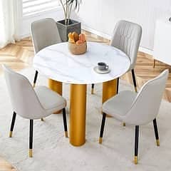 6 seater dining table/UV top table/metal steel chair/luxury dining set