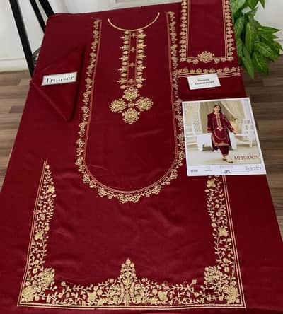 woman's unstitched embroidere suit