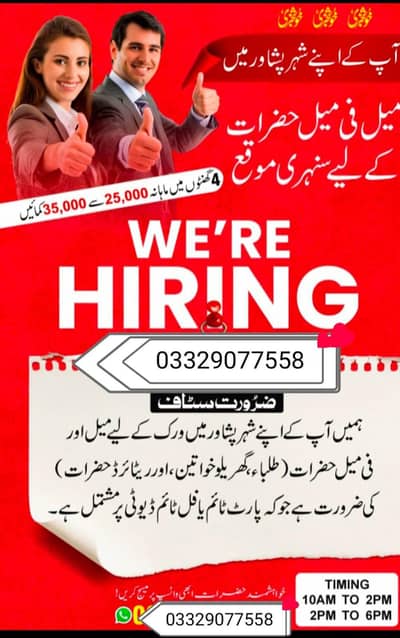 office work male and female required