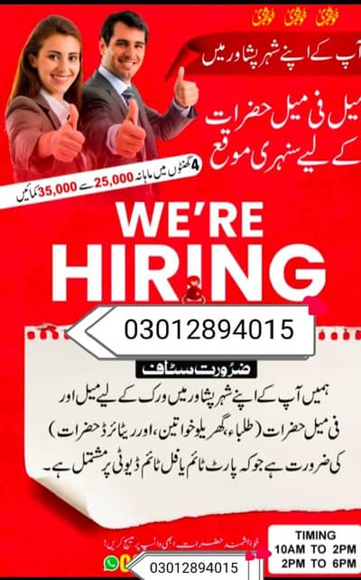 office work male and female required