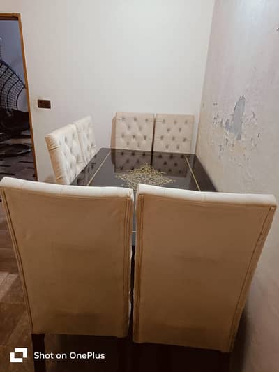 Modern 6 seater dining table set with glass top|excellent quality