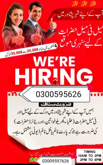 office work male and female required