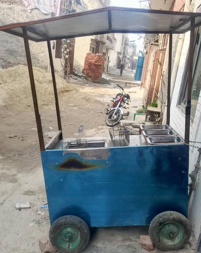 Fries Cart , Roll Samosa Cart with 3 Trays and 2 Stainers