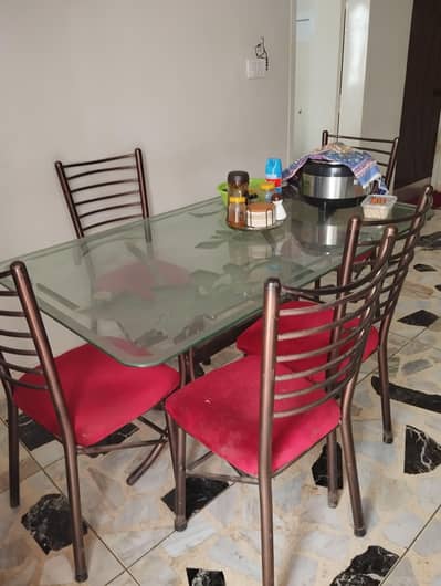Glass Dining Table Set with 5 chairs