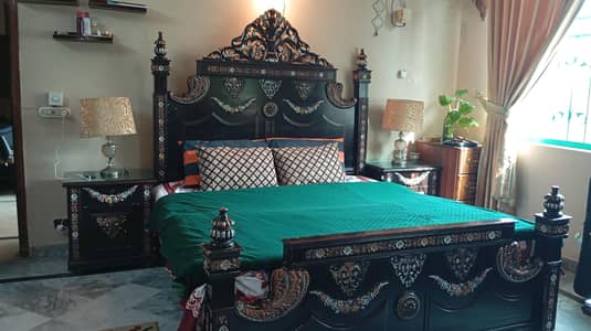 Wooden bed set with mattress
