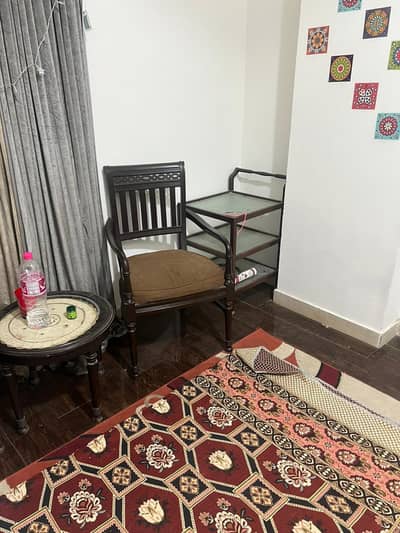 Coffee table and 2 chairs. Glass wooden Tea Trolley