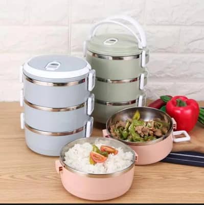 3-tire insulated tiffin lunch box (small)with vacume seal_portable