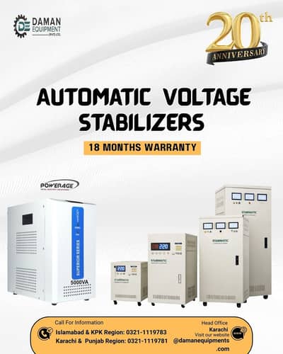 Automatic voltage stabilizers 18 Month warranty