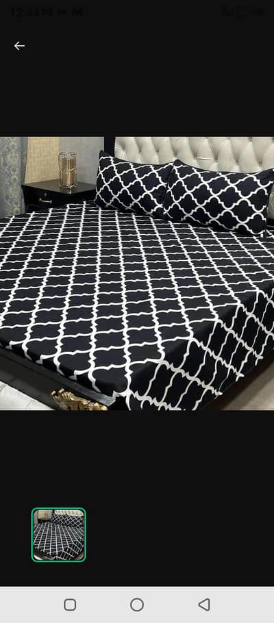 3 Pcs crystal cotton printed double bed sheet