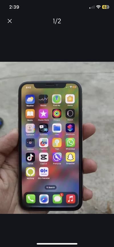 iPhone X , PTA approved officially,64 gb,just battery change 100health