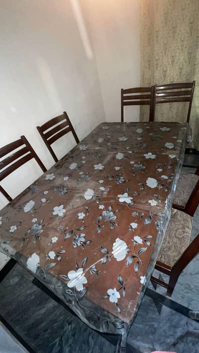 Luxury style 6 wooden chairs with dinning table for big family