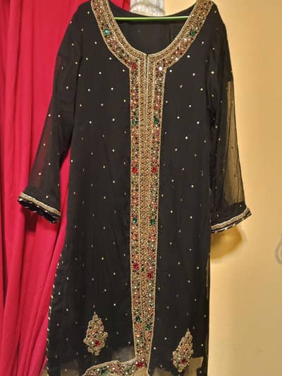 BLACK HAND EMBROIDED DRESS FOR SALE