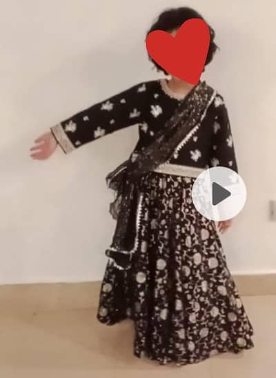 black &Silver jamawar lehnga, Kurti and dupatta size 3-5 year old girl