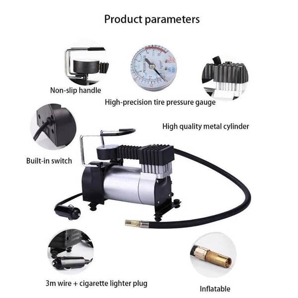 Car Air Compressor Portable 12V  300 PSI - Mini Tyre Design Pump - Electric Tyre Inflator for Vehicles