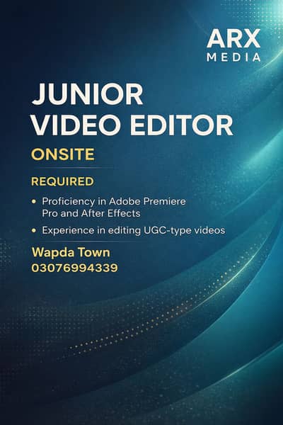 Hiring Junior Video Editor (Onsite)