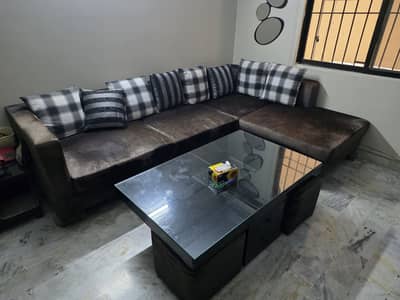 L-Shaped Corner Sofa Set 6 seater - Grey