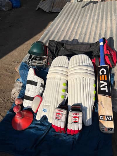 Complete Cricket Kit For Sale – Bat, Pads, Gloves, Helmet