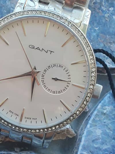 Brand New Gant W109218, Park Hill II White/Steel Ø38 mm, Unique Date.