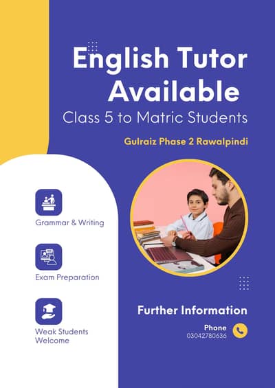 English Tutor for Class 5–Matric Students
