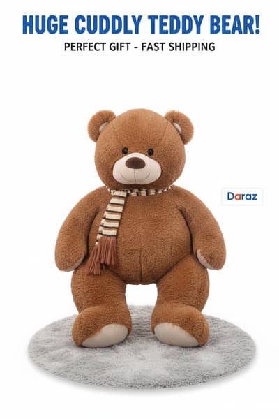 Teddy Bear with Striped Scarf