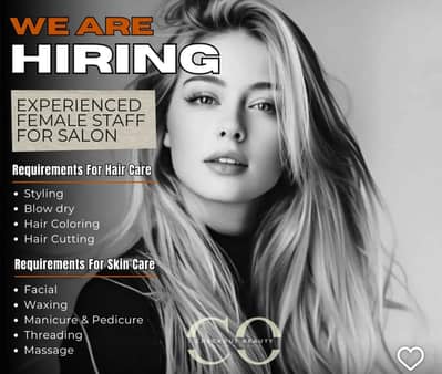 Urgent requirements We are looking female staff for beauty saloon