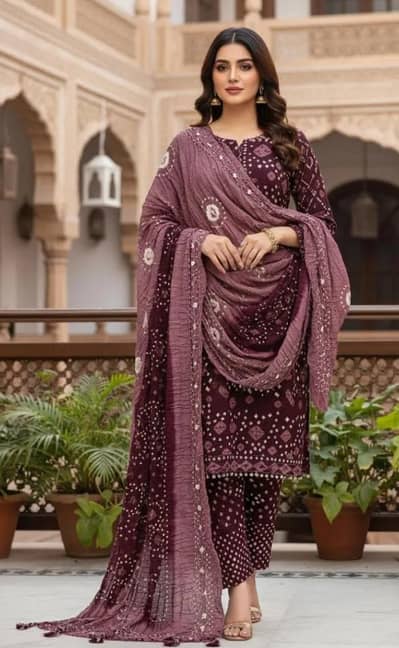 Brand 3 Pcs Women's Unstitched Plain Suit on sale