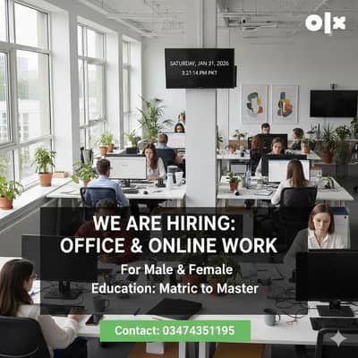 We are hiring male and female staff