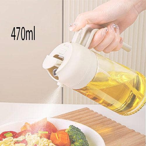2-in-1 Glass Oil Sprayer and Dispenser, Oil Spray Bottle for Cooking, Oil Dispenser for Kitchen, Oil Bottle Dispenser Spray for Cooking, Air Fryer, BBQ etc 470ml