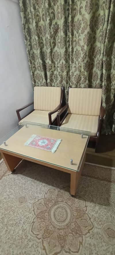 2 Sofas and Center Table with Heavy Glass Top