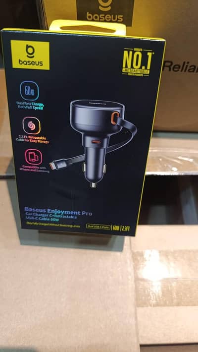 Baseus original 60w fast charger with c type retractable cable