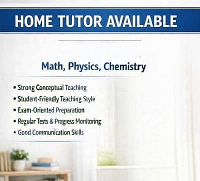 Home Tutor Available (All Subjects)