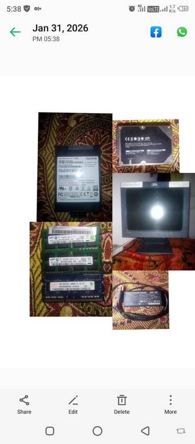 Laptop Parts + SSD + RAM + HDD + 14″ LCD Monitor – Working