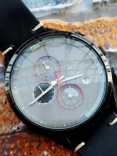 Alba Active. AM3591X1 Chronograph Men, Grey Dial, Leather Strap Watch.