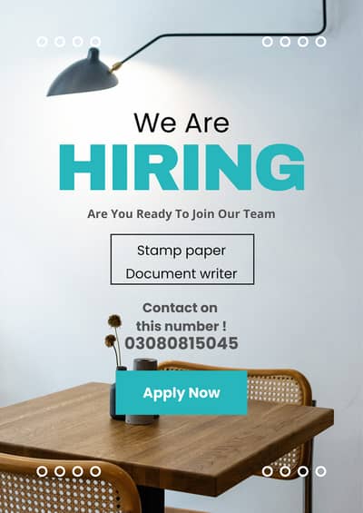 Hiring for stamp paper boy