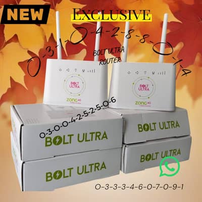 New ZonG 4G Antenna wala Bolt Ultra Wifi Router with battery backup