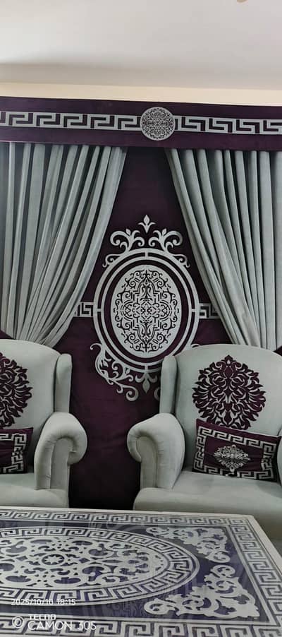 complete sofa set with center table with 2 sofa chairs for sale. . .